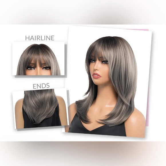 Stylish Black and Gray Women's Wig - Picture 2 of 7